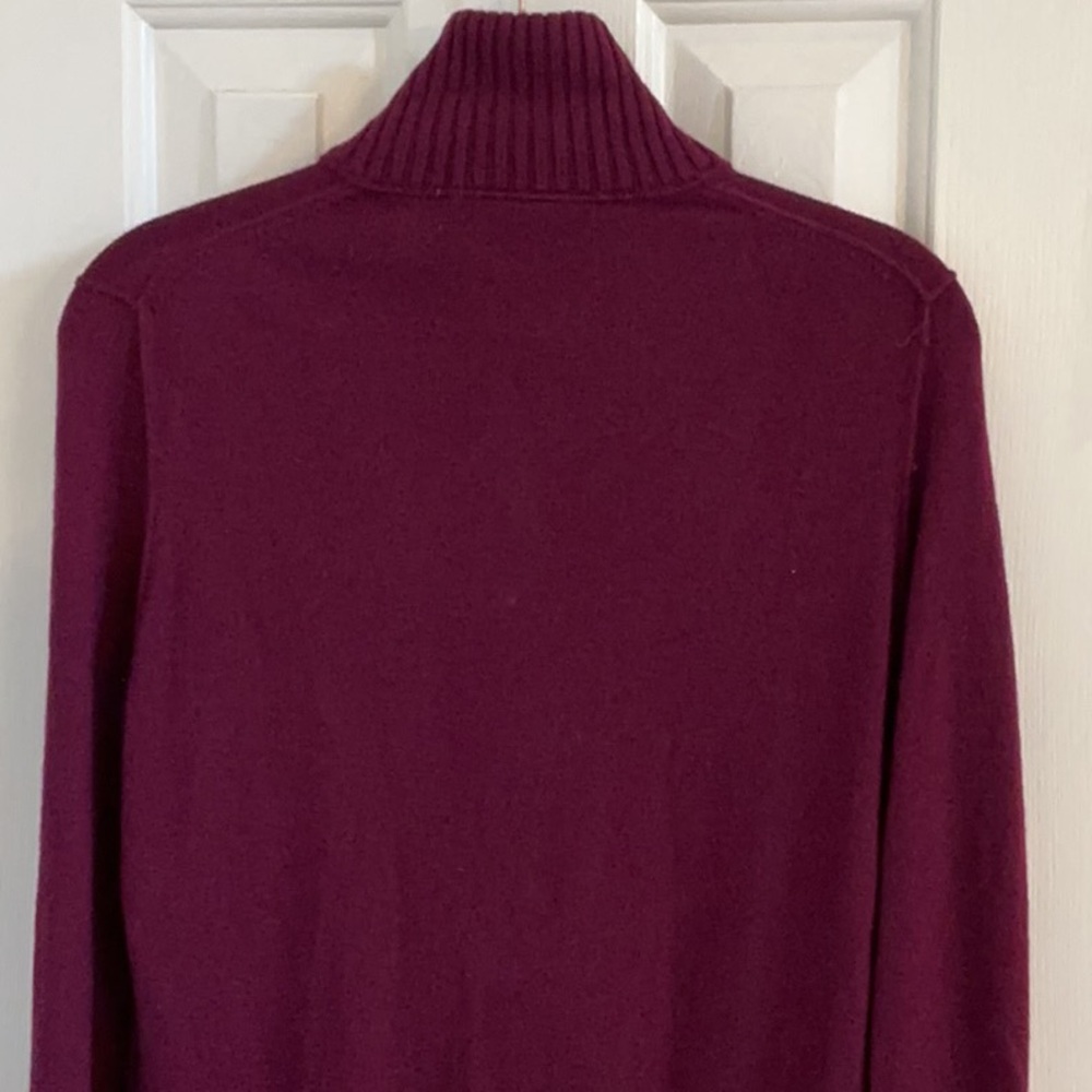 Tory Burch Dark Raspberry Wool/Cashmere Blend Sweater w/ Gold Logo Buttons - Picture 8 of 11